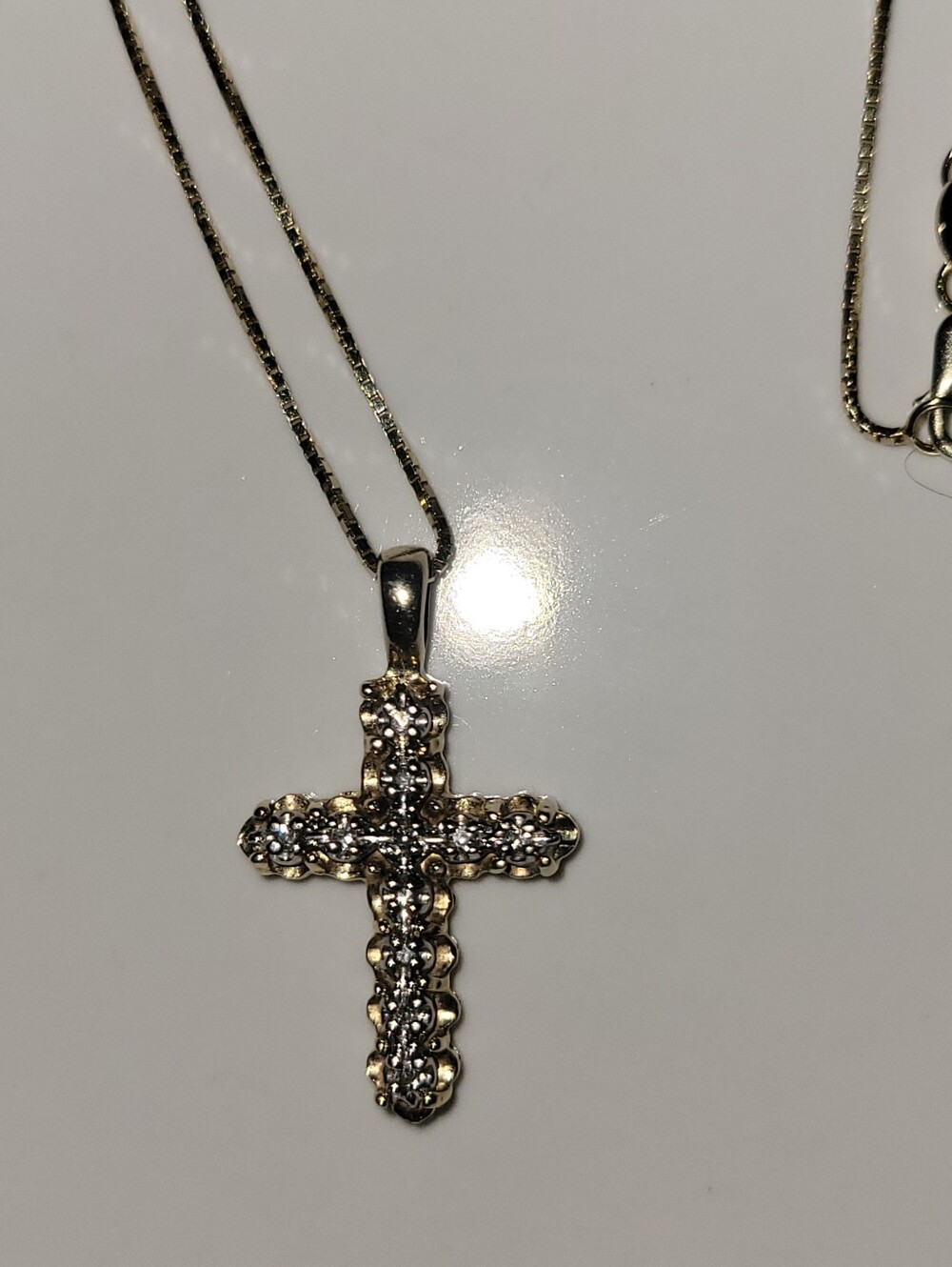 10k Yellow Gold and Diamond Cross Pendant ONLY - Women's Religious Jewelry - Picture 3 of 7